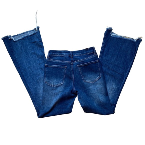 Almost Famous Flare Jeans Distressed Holey Raw Hem Hippie Boho Retro Grunge-3 - Picture 9 of 15